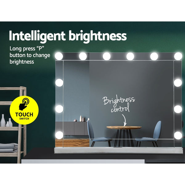 Embellir - 58cm x 46cm Hollywood Makeup Mirror With Light 12 LED Bulbs Vanity Lighted Silver freeshipping - Awezingly