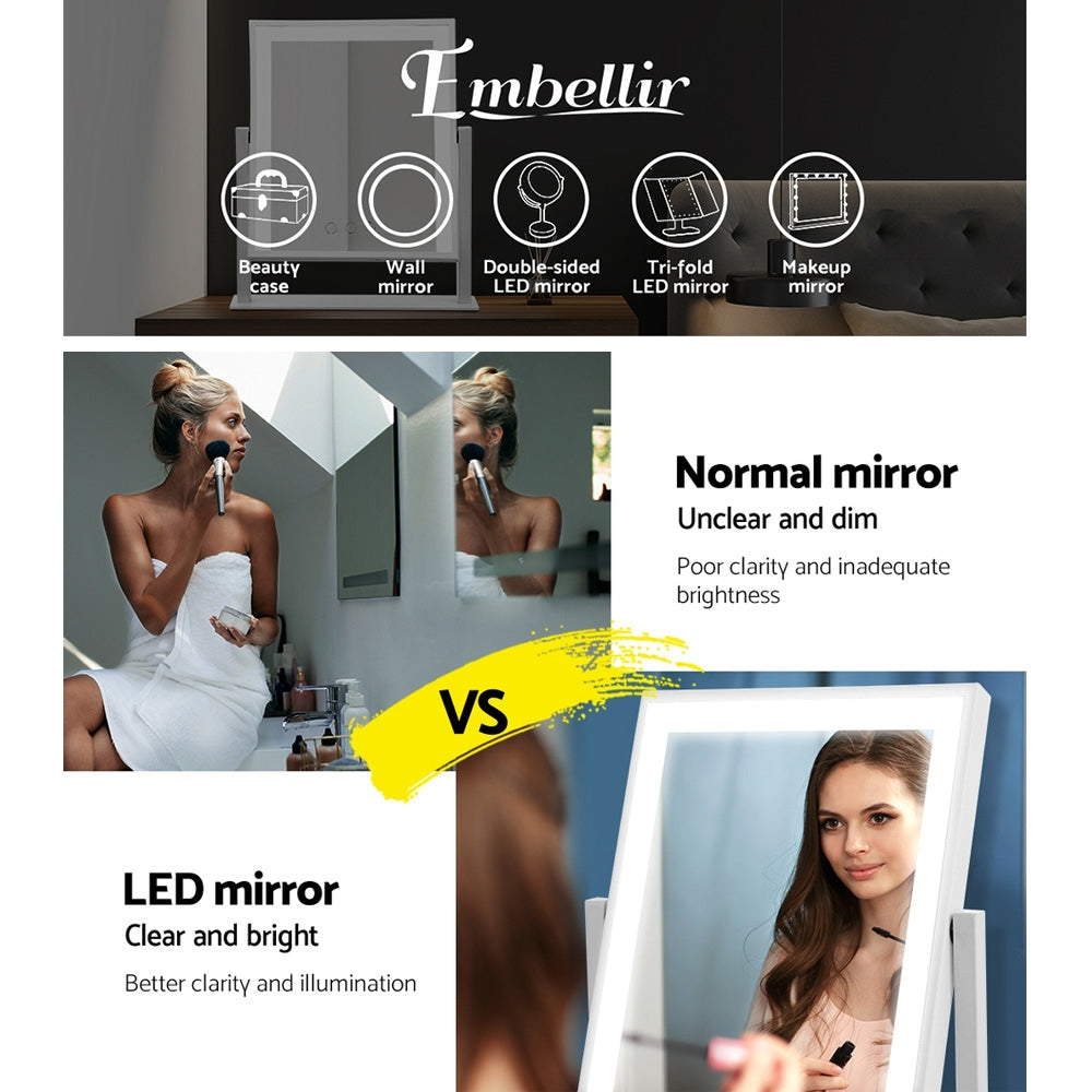 Embellir LED Makeup Mirror Hollywood Standing Mirror Tabletop Vanity White freeshipping - Awezingly
