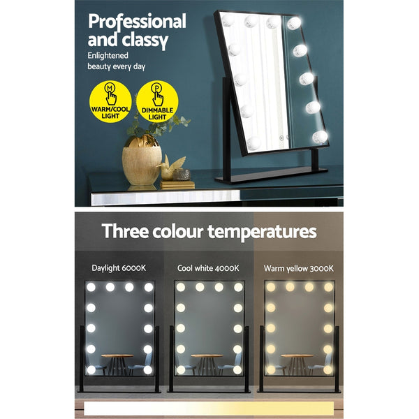 Embellir LED Standing Makeup Mirror - Black freeshipping - Awezingly