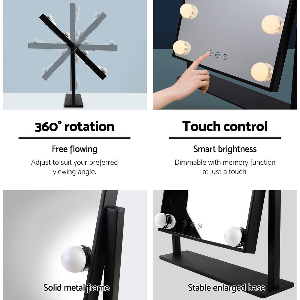 Embellir LED Standing Makeup Mirror - Black freeshipping - Awezingly