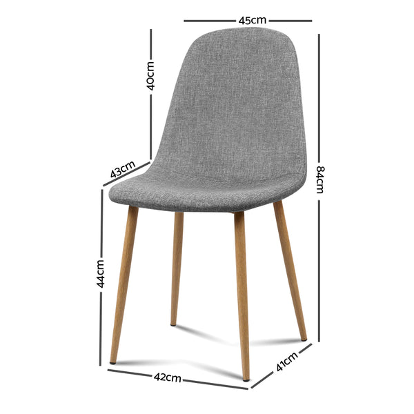 Artiss 4x Adamas Fabric Dining Chairs - Light Grey freeshipping - Awezingly