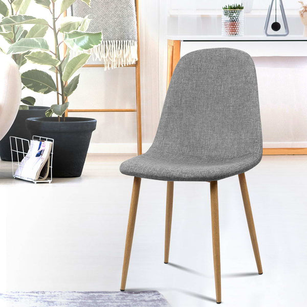Artiss 4x Adamas Fabric Dining Chairs - Light Grey freeshipping - Awezingly