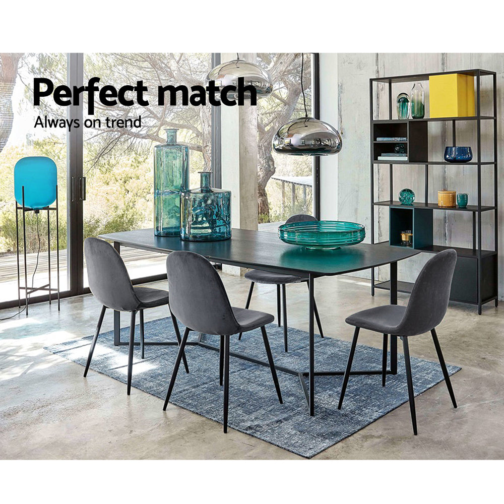 4 X Artiss Dining Chairs Dark Grey Artiss
