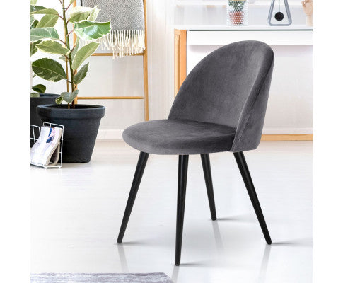 Artiss Velvet Modern Dining Chair - Dark Grey freeshipping - Awezingly