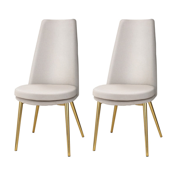 Artiss Dining Chairs High-back Beige Set of 2 Sunnie Artiss