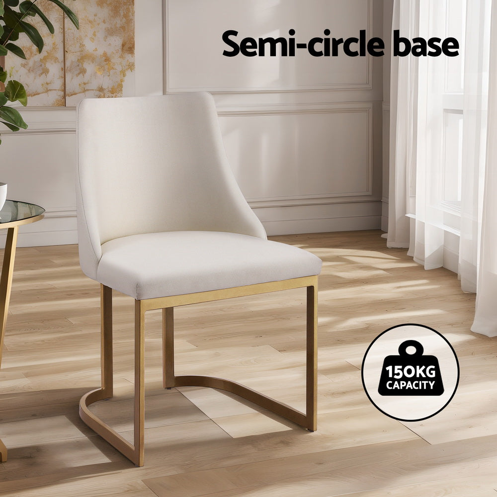 Artiss Dining Chairs Linen Fabric Beige Set Of 2 Balen Artiss