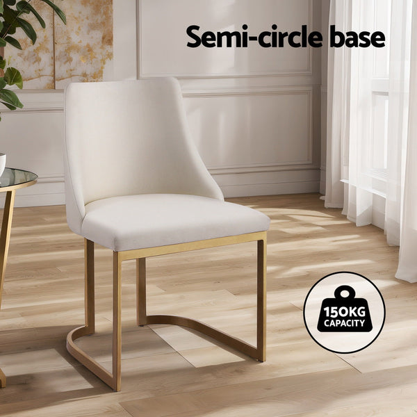 Artiss Dining Chairs Linen Fabric Beige Set Of 2 Balen Artiss