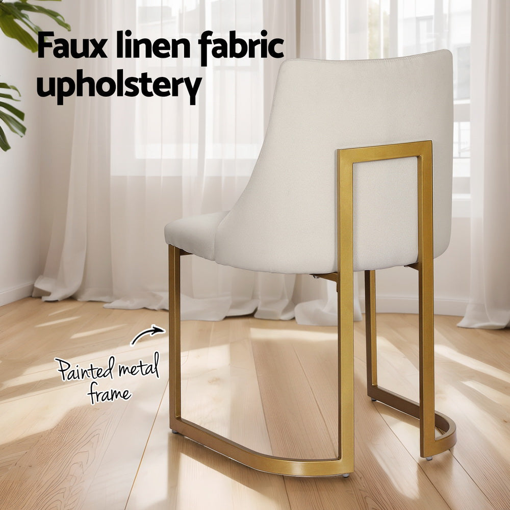 Artiss Dining Chairs Linen Fabric Beige Set Of 2 Balen Artiss