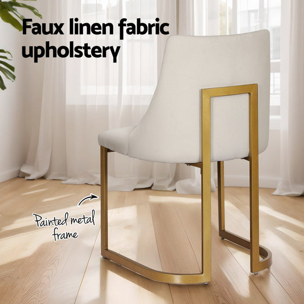 Artiss Dining Chairs Linen Fabric Beige Set Of 2 Balen Artiss