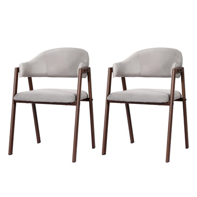 Artiss Dining Chairs Grey Linen Fabric Set Of 2 Nadi