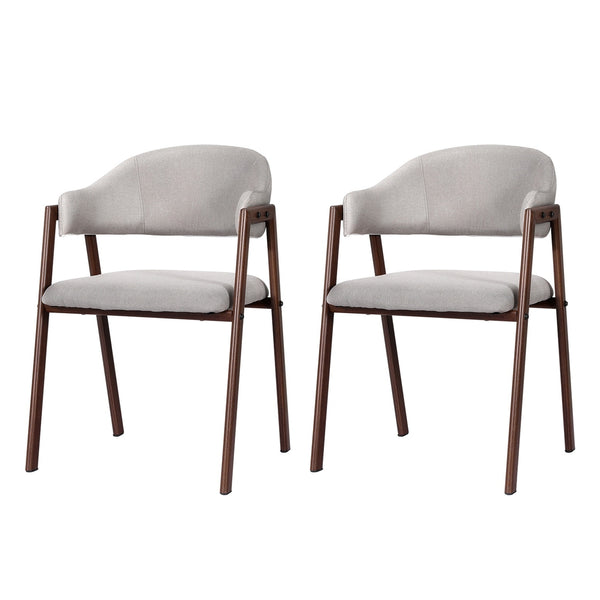Artiss Dining Chairs Grey Linen Fabric Set Of 2 Nadi Artiss