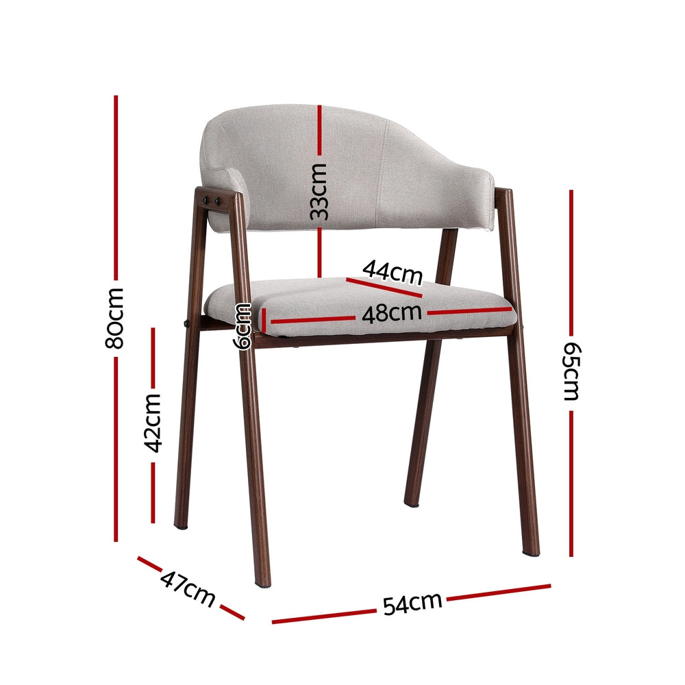 Artiss Dining Chairs Grey Linen Fabric Set Of 2 Nadi Artiss