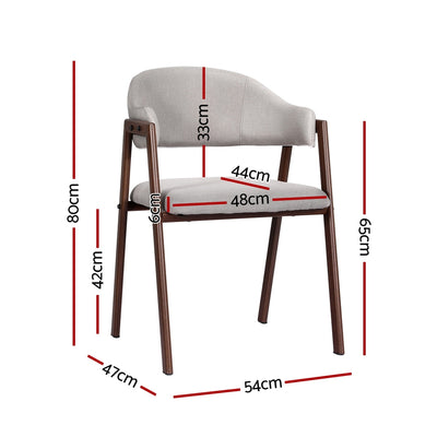 Artiss Dining Chairs Grey Linen Fabric Set Of 2 Nadi