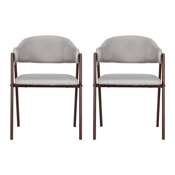 Artiss Dining Chairs Grey Linen Fabric Set Of 2 Nadi Artiss