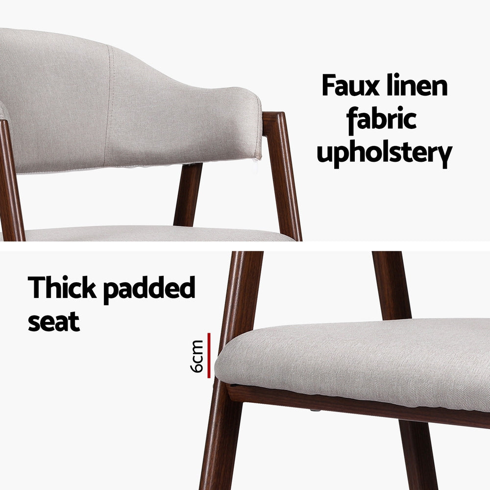 Artiss Dining Chairs Grey Linen Fabric Set Of 2 Nadi Artiss