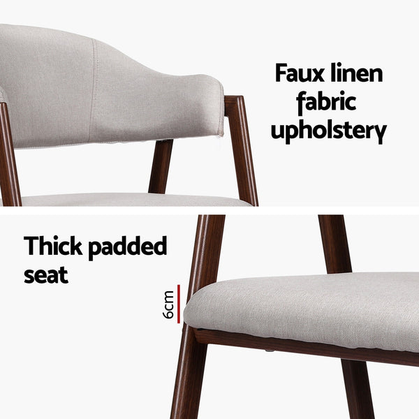 Artiss Dining Chairs Grey Linen Fabric Set Of 2 Nadi Artiss