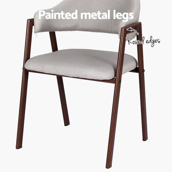 Artiss Dining Chairs Grey Linen Fabric Set Of 2 Nadi Artiss