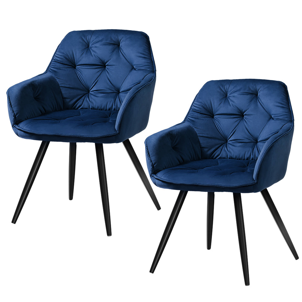 Artiss Set of 2 Calivia Dining Chairs Kitchen Chairs Upholstered Velvet Blue Artiss