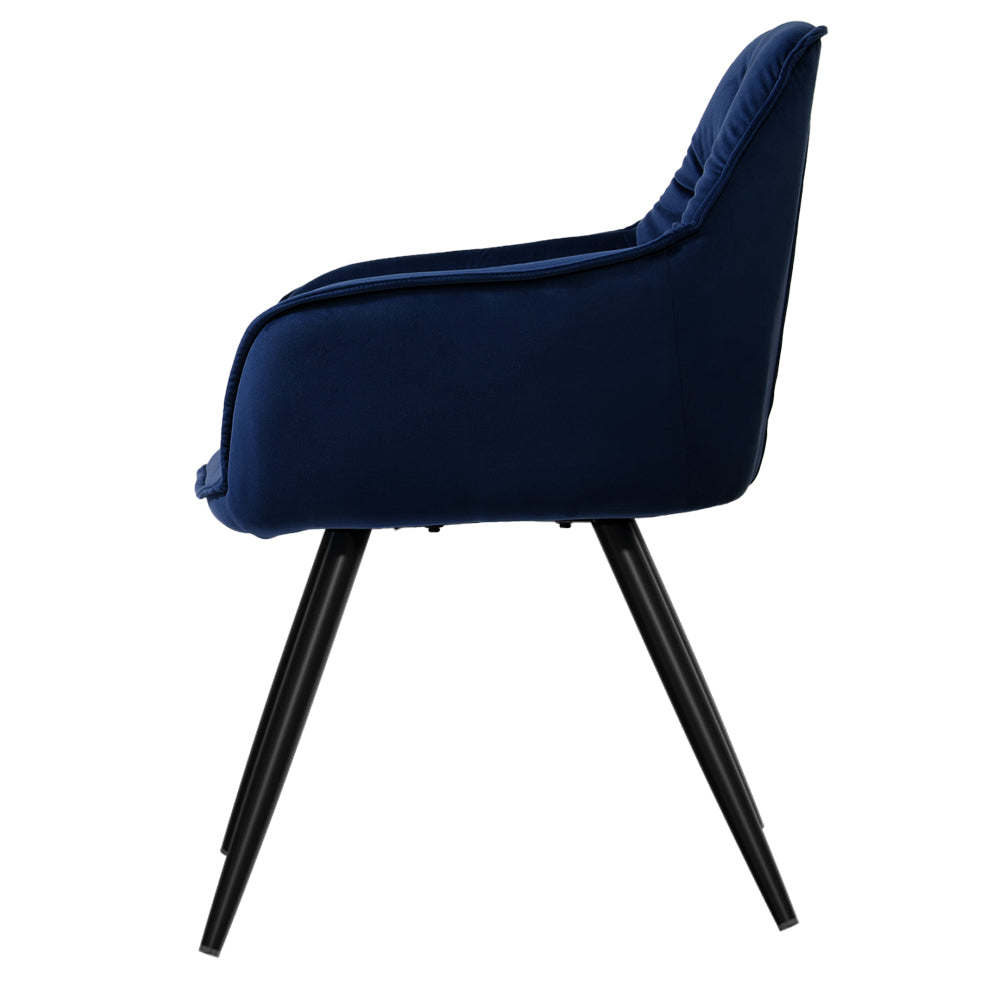 Artiss Set of 2 Calivia Dining Chairs Kitchen Chairs Upholstered Velvet Blue Artiss