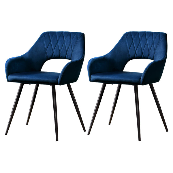 Artiss Set of 2 Caitlee Dining Chairs Kitchen Chairs Velvet Upholstered Blue Artiss