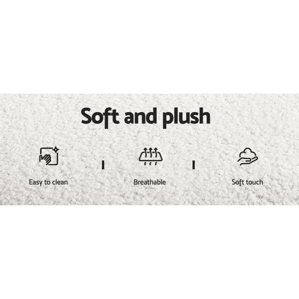 Artiss Dining Chairs Accent Chairs Armchair Kitchen Sherpa Boucle Chair White Artiss