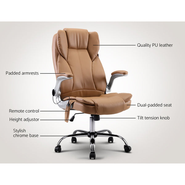 Artiss Massage Office Chair Gaming Chair Computer Desk Chair 8 Point Vibration Espresso freeshipping - Awezingly