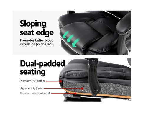 8 Point Reclining Massage Office/Gaming Chair - Black freeshipping - Awezingly