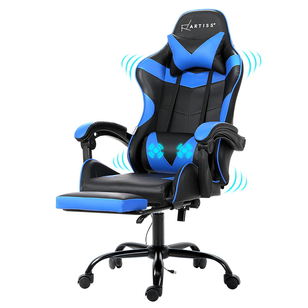 Artiss Gaming Chairs Massage Racing Recliner Leather Office Chair Footrest Artiss