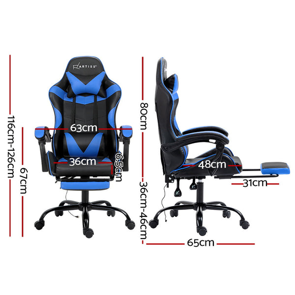 Artiss Gaming Chairs Massage Racing Recliner Leather Office Chair Footrest Artiss