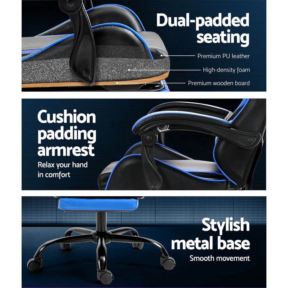 Artiss Gaming Chairs Massage Racing Recliner Leather Office Chair Footrest Artiss