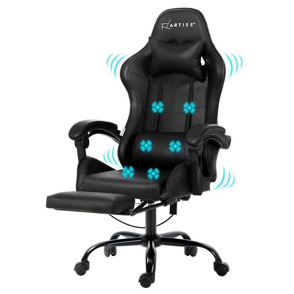 Artiss Gaming Office Chair Racing Massage Computer Seat Footrest Leather Artiss
