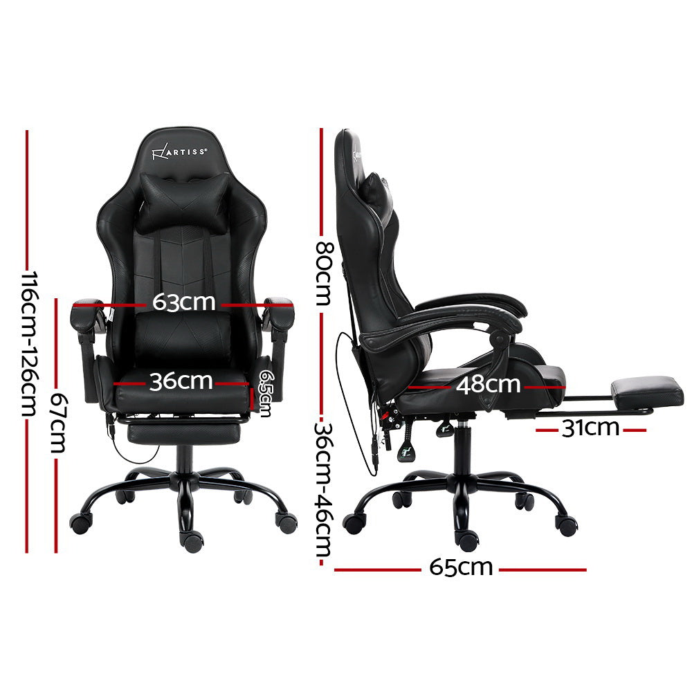 Artiss Gaming Office Chair Racing Massage Computer Seat Footrest Leather Artiss