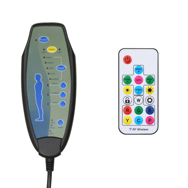 Artiss Massage Gaming Office Chair 7 LED Computer Chairs Leather Footrest Black Artiss