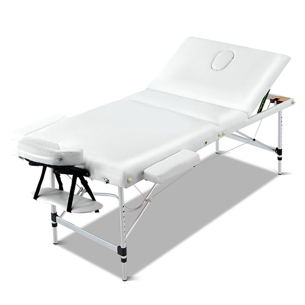 Zenses 3 Fold Portable Aluminium Massage Table - White freeshipping - Awezingly