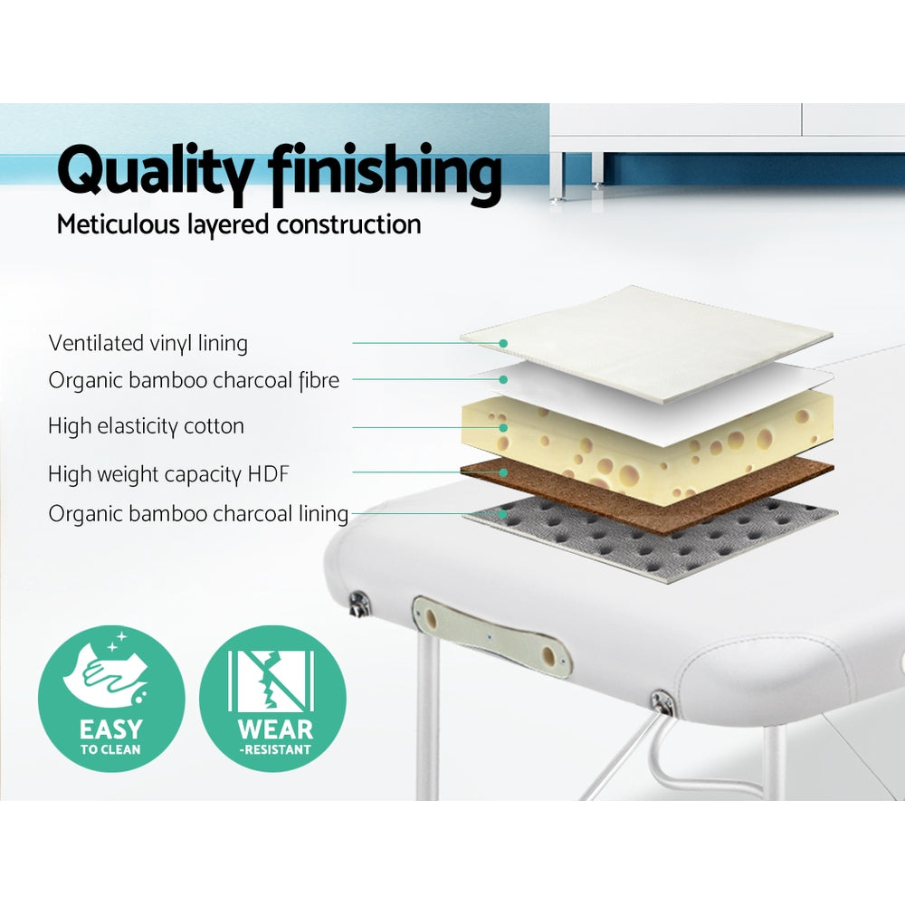 Zenses 3 Fold Portable Aluminium Massage Table - White freeshipping - Awezingly