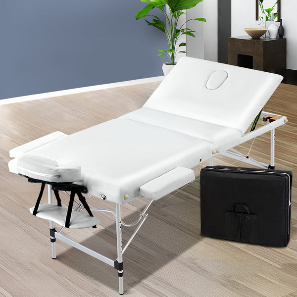 Zenses 3 Fold Portable Aluminium Massage Table - White freeshipping - Awezingly
