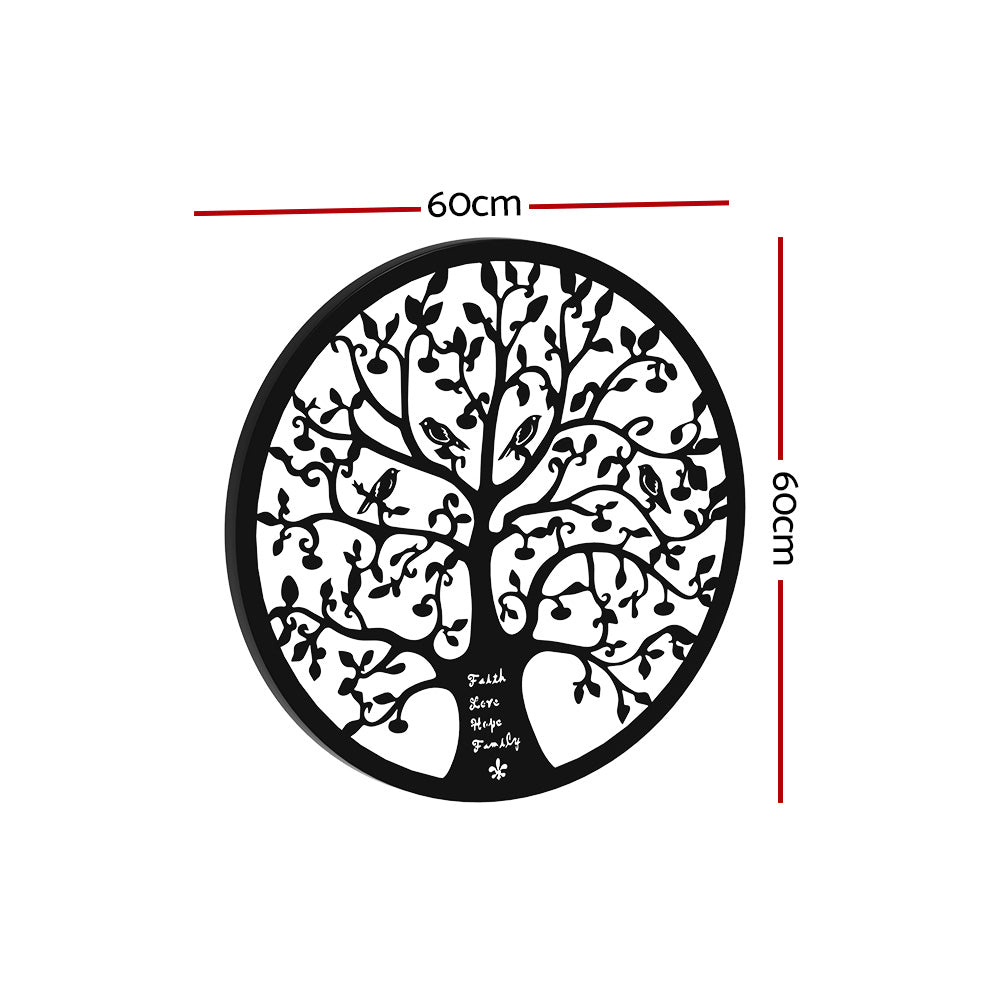 Artiss Metal Wall Art Hanging Sculpture Home Decor Leaf Tree of Life Round Frame Artiss