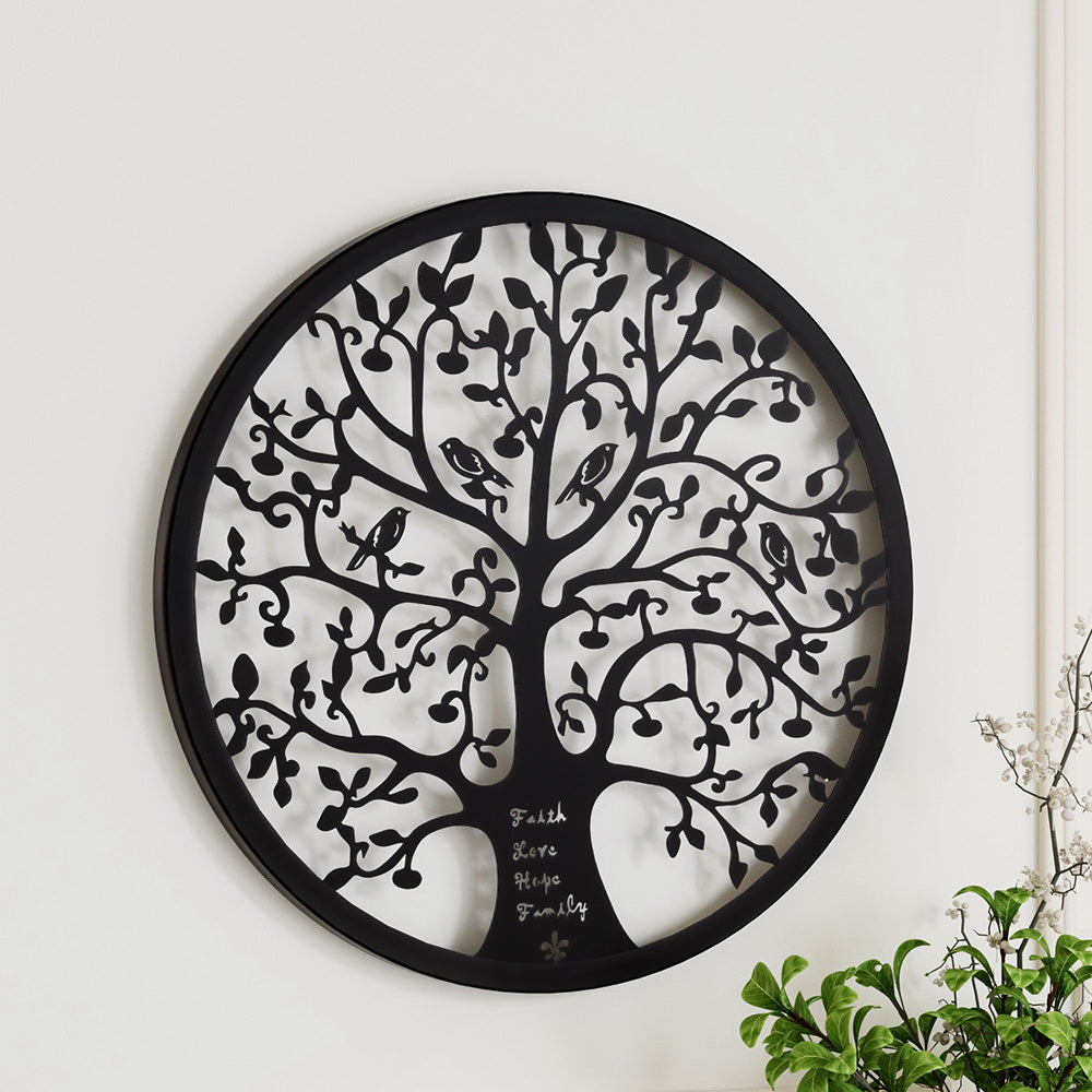Artiss Metal Wall Art Hanging Sculpture Home Decor Leaf Tree of Life Round Frame Artiss