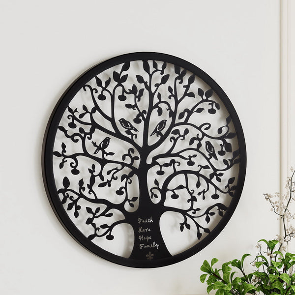 Artiss Metal Wall Art Hanging Sculpture Home Decor Leaf Tree of Life Round Frame Artiss