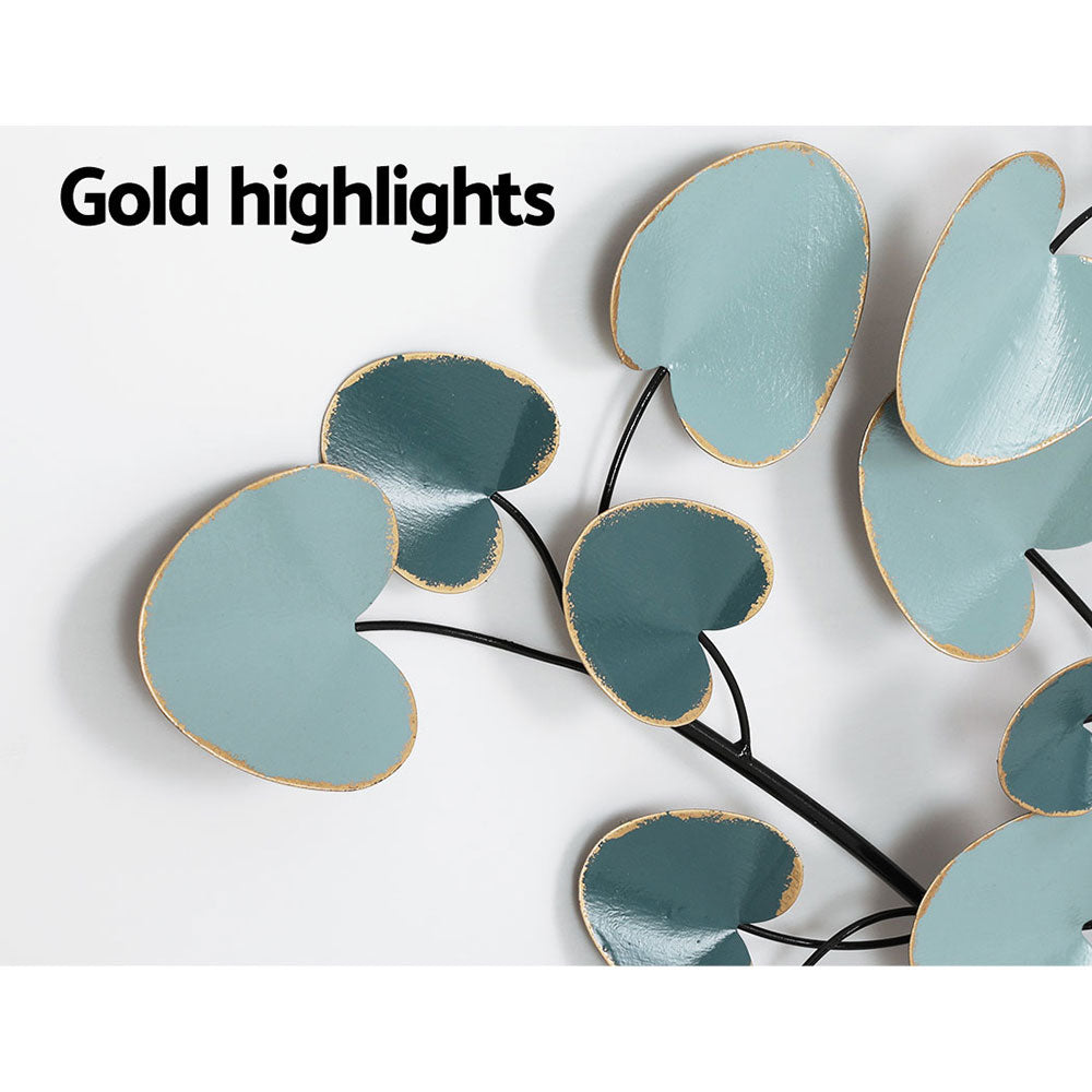 Artiss Metal Wall Art Hanging Sculpture Home Decor Leaf Tree of Life Blue Artiss