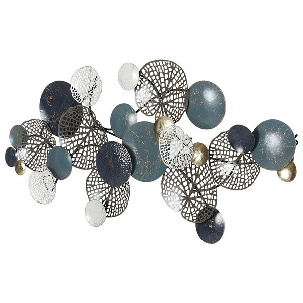 Artiss Metal Wall Art Hanging Sculpture 132cm Home Decor Leaf Circles Blue Artiss