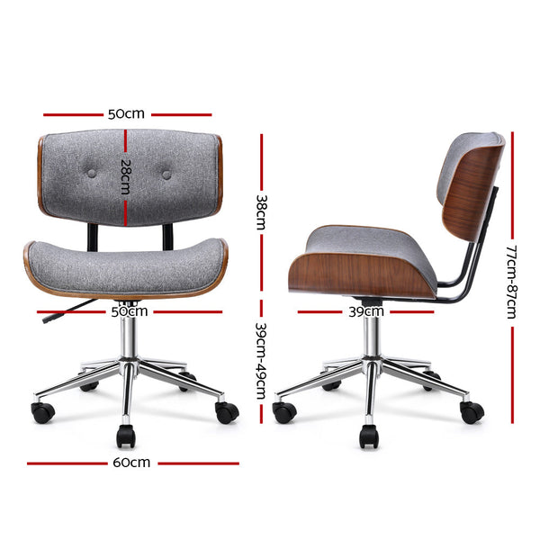 Artiss Wooden Fabric Office Chair Grey Artiss