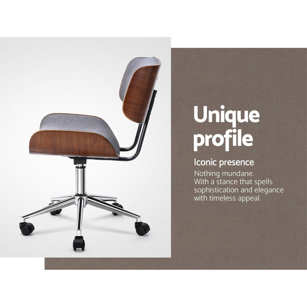 Artiss Wooden Fabric Office Chair Grey Artiss