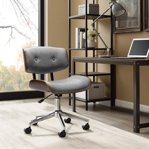 Artiss Wooden Fabric Office Chair Grey Artiss