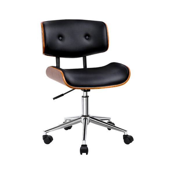 Artiss Wooden Office Chair Black Leather Artiss