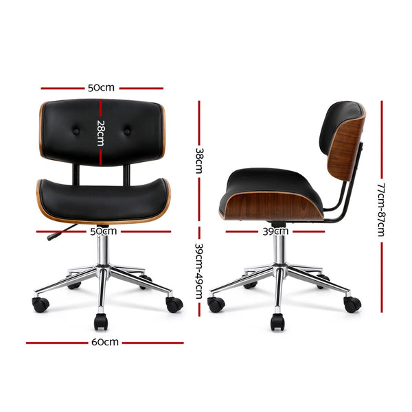 Artiss Wooden Office Chair Black Leather Artiss