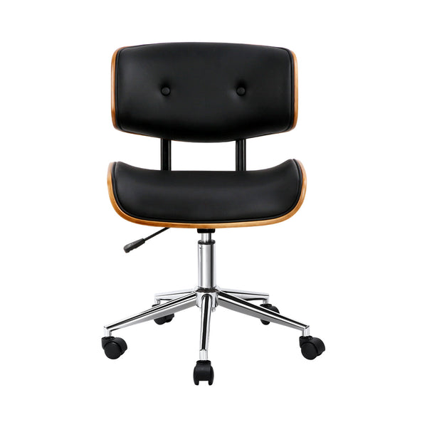 Artiss Wooden Office Chair Black Leather Artiss