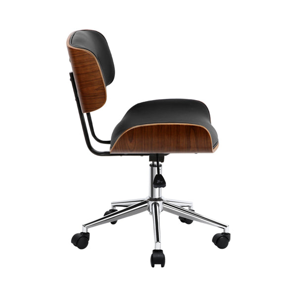 Artiss Wooden Office Chair Black Leather Artiss
