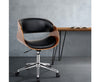Artiss Office Chair Wooden and Leather Black