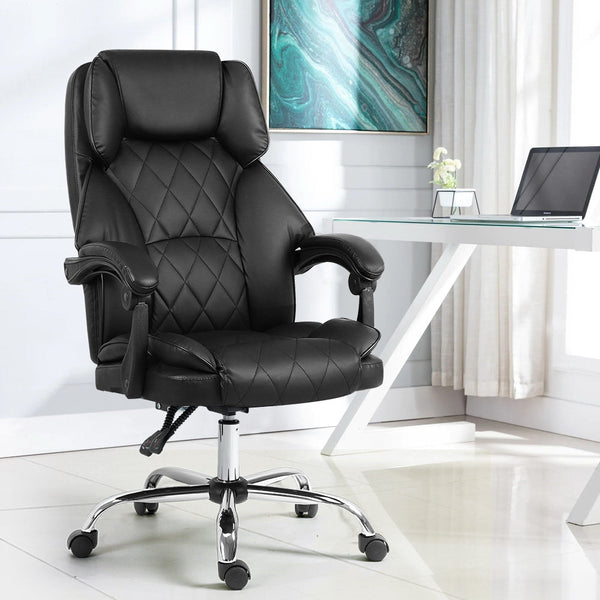 Artiss Executive Office Chair Leather Gaming Computer Desk Chairs Recliner Black Artiss